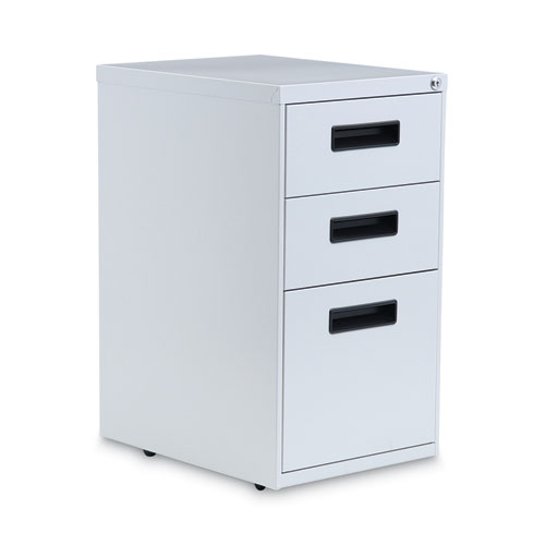 Image of File Pedestal, Left or Right, 3-Drawers: Box/Box/File, Legal/Letter, Light Gray, 14.96" x 19.29" x 27.75"