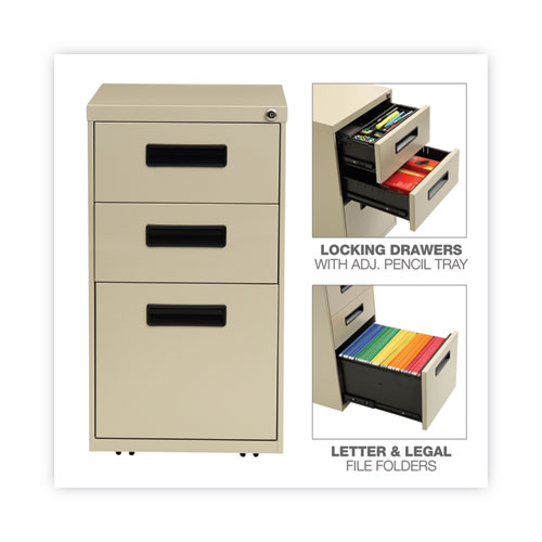 File Pedestal, Left or Right, 3-Drawers: Box/Box/File, Legal/Letter, Putty, 14.96" x 19.29" x 27.75"