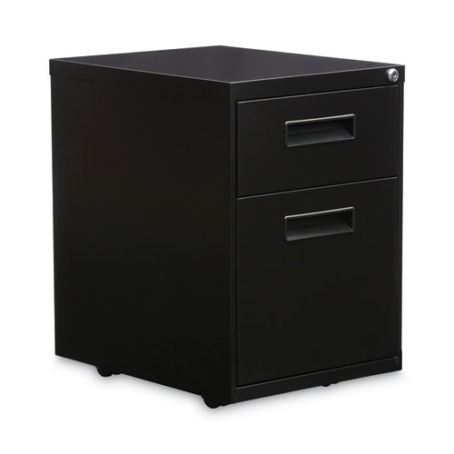 Image of File Pedestal, Left or Right, 2-Drawers: Box/File, Legal/Letter, Black, 14.96" x 19.29" x 21.65"