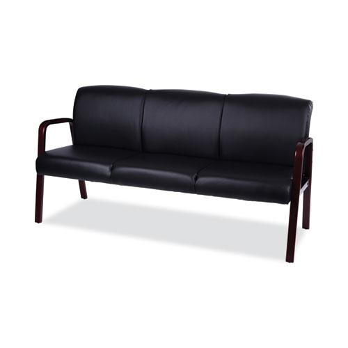 Image of Alera® Reception Lounge Wl 3-Seat Sofa, 65.75W X 26D.13 X 33H, Black/Mahogany
