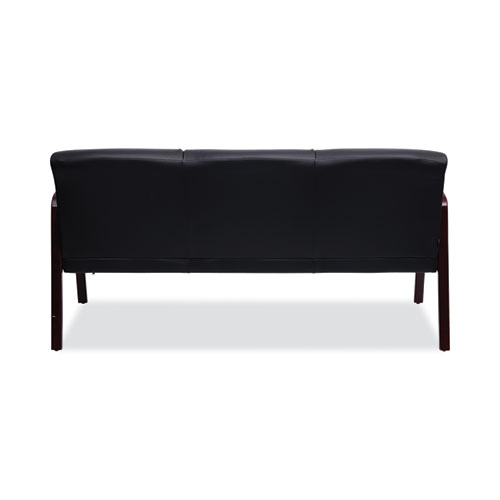 Image of Alera® Reception Lounge Wl 3-Seat Sofa, 65.75W X 26D.13 X 33H, Black/Mahogany