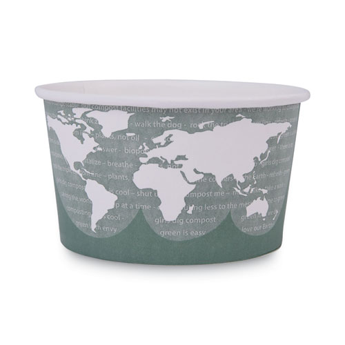 World Art Renewable and Compostable Food Container, 12 oz, 4.05" Diameter x 2.5"h, Green, 25/Pack, 20 Packs/Carton