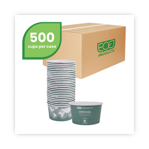 Image of Eco-Products® World Art Renewable And Compostable Food Container, 12 Oz, 4.05 Diameter X 2.5 H, Green, Paper, 25/Pack, 20 Packs/Carton