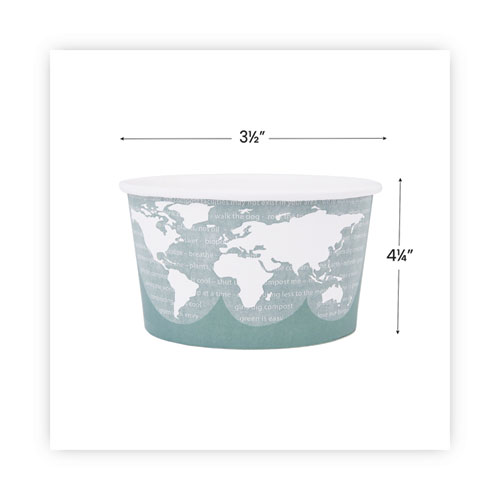 World Art Renewable and Compostable Food Container, 12 oz, 4.05 Diameter x 2.5 h, Green, Paper, 25/Pack, 20 Packs/Carton