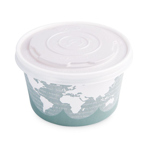 Image of Eco-Products® World Art Renewable And Compostable Food Container, 12 Oz, 4.05 Diameter X 2.5 H, Green, Paper, 25/Pack, 20 Packs/Carton