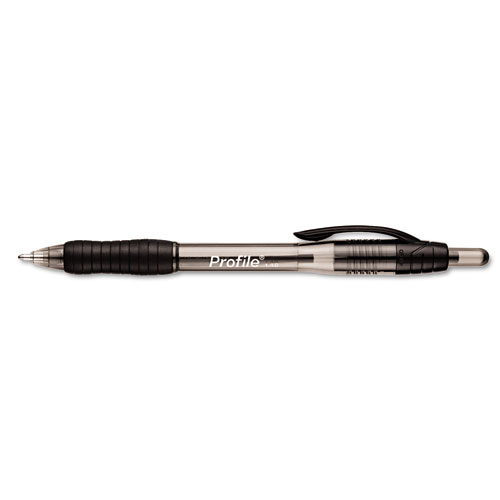 Profile Ballpoint Pen, Retractable, Bold 1.4 mm, Black Ink, Smoke Barrel, 4/Pack
