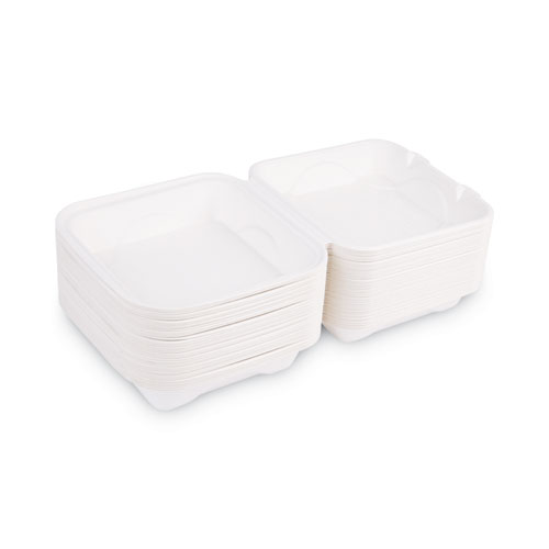 Image of Eco-Products® Vanguard Renewable And Compostable Sugarcane Clamshells, 1-Compartment, 8 X 8 X 3, White, 200/Carton