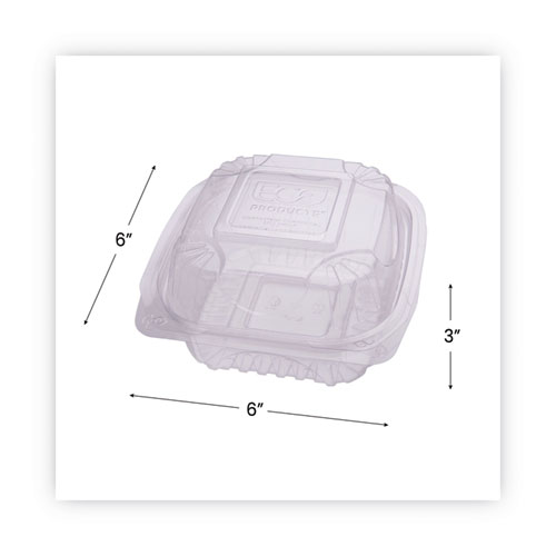 Clear Clamshell Hinged Food Containers, 6 x 6 x 3, Plastic, 80/Pack, 3 Packs/Carton