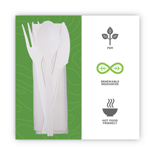 Image of Wna Ecosense Renewable Psm Wrapped Cutlery Kit, White, 250/Carton