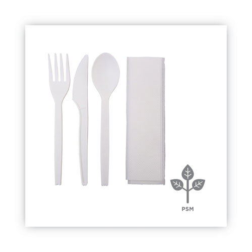 EcoSense Renewable PSM Wrapped Cutlery Kit, White, 250/Carton