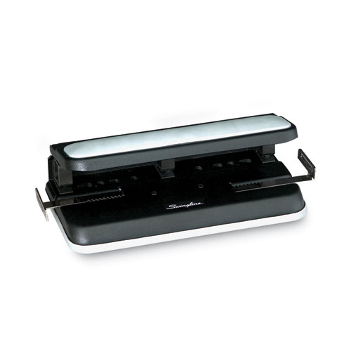 Image of Swingline® 32-Sheet Lever Handle Heavy-Duty Two- To Seven-Hole Punch, 9/32" Holes, Black