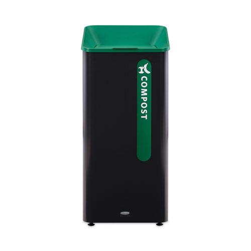 Rubbermaid® Commercial Sustain Decorative Refuse with Recycling Lid, 23 gal, Metal/Plastic, Black/Green