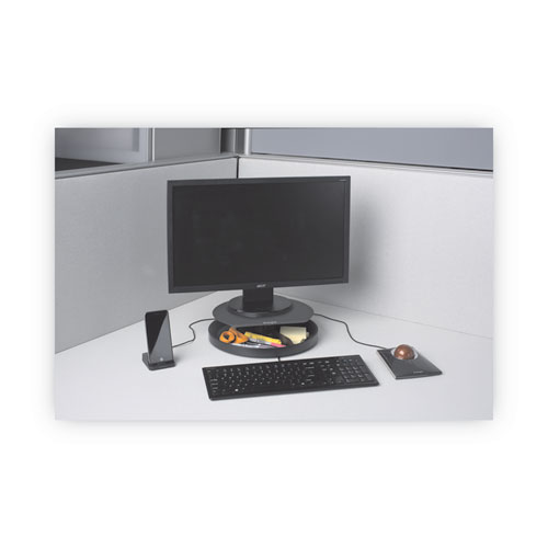 Image of Spin2 Monitor Stand with SmartFit, 12.6" x 12.6" x 2.25" to 3.5", Black, Supports 40 lbs