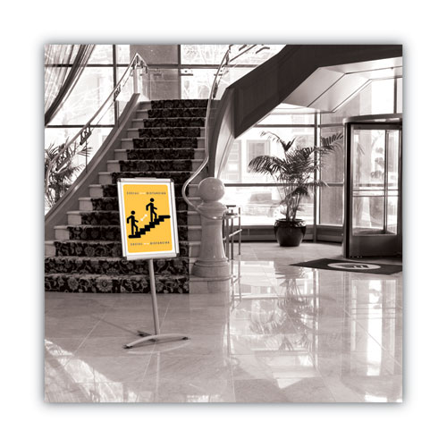 Image of Quartet® Improv Lobby Clip-Frame Pedestal Sign, 18 X 24 Frame, 54" High, Aluminum