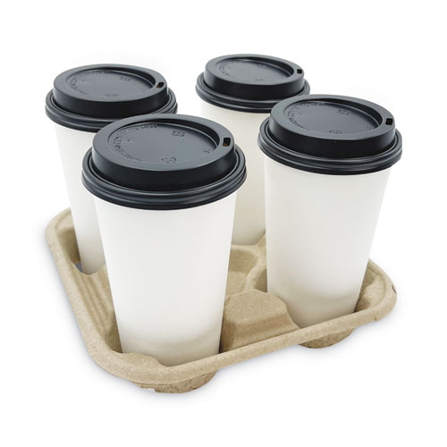 Image of Boardwalk® Cup Carrier Tray, 8 Oz To 32 Oz, Four Cups, Kraft, 300/Carton