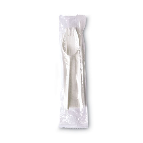 Image of Boardwalk® School Cutlery Kit, Napkin/Spork/Straw, White, 1000/Carton