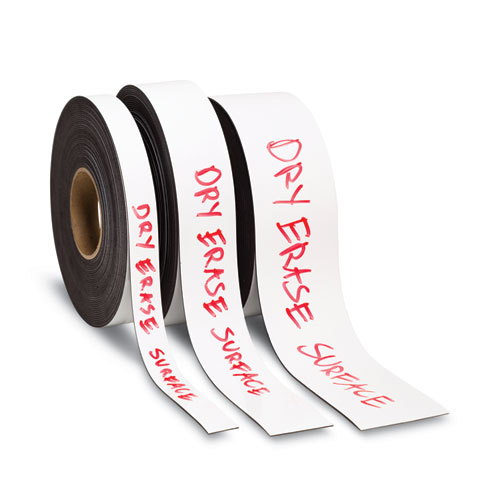 Dry Erase Magnetic Tape Roll, 1 x 50 ft, White