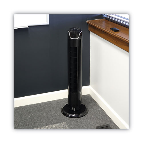 Image of Alera® 36" 3-Speed Oscillating Tower Fan With Remote Control, Plastic, Black