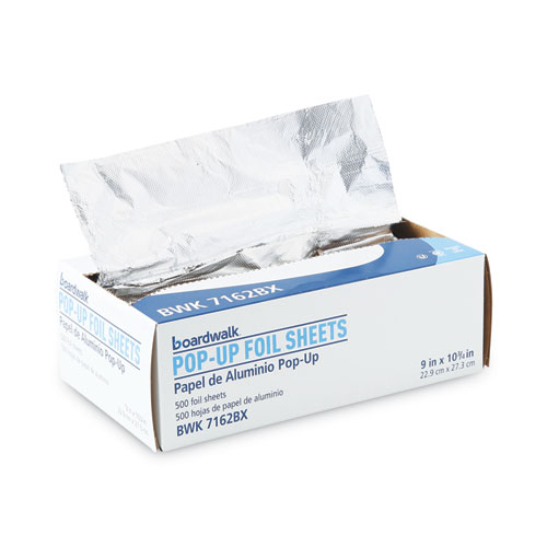 Image of Boardwalk® Standard Aluminum Foil Pop-Up Sheets, 9 X 10.75, 500/Box, 6 Boxes/Carton
