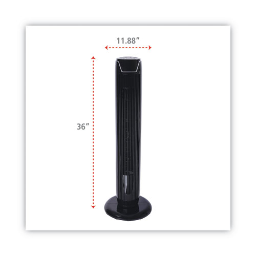Image of Alera® 36" 3-Speed Oscillating Tower Fan With Remote Control, Plastic, Black
