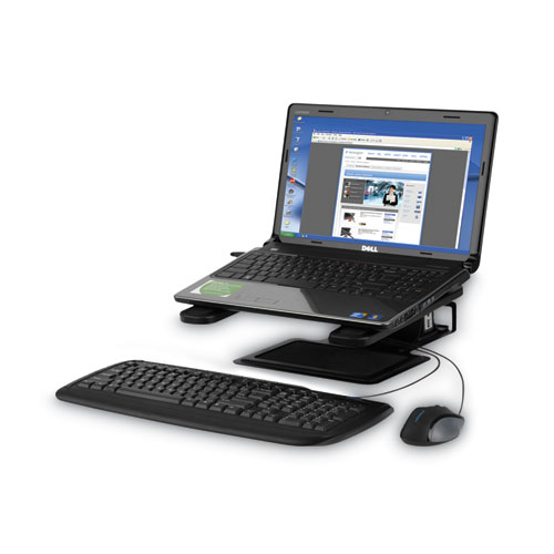 Adjustable Laptop Stand, 10" x 12.5" x 3" to 7", Black, Supports 7 lbs