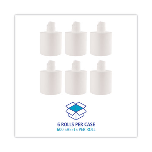 Image of Boardwalk® Center-Pull Roll Towels, 2-Ply, 7.6 X 8.9, White, 600/Roll, 6/Carton