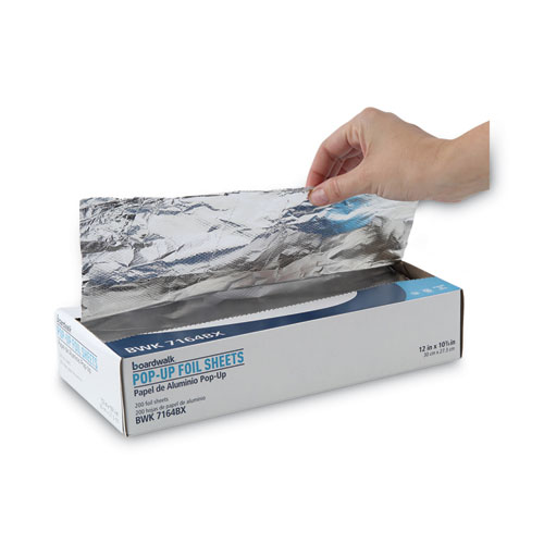 Image of Boardwalk® Heavy-Duty Aluminum Foil Pop-Up Sheets, 12 X 10.75, 200/Box, 12 Boxes/Carton