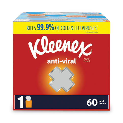 Anti-Viral Facial Tissue, 3-Ply, White, 60 Sheets/Box, 27 Boxes/Carton