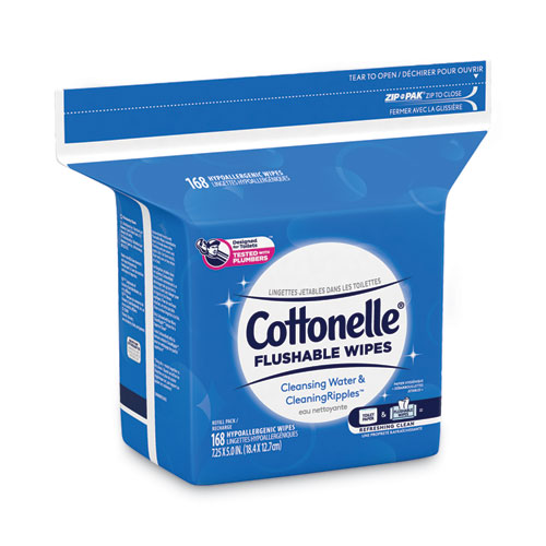 Image of Cottonelle® Fresh Care Flushable Cleansing Cloths, 1-Ply, 5 X 7.25, White, 168/Pack