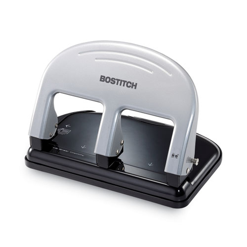 Image of Bostitch® 40-Sheet Ez Squeeze Three-Hole Punch, 9/32" Holes, Black/Silver
