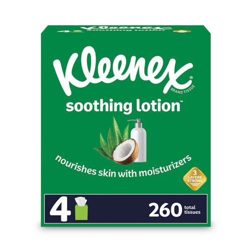 Kleenex® Lotion Facial Tissue, 2-Ply, White, 65 Sheets/Box, 4 Boxes/Pack