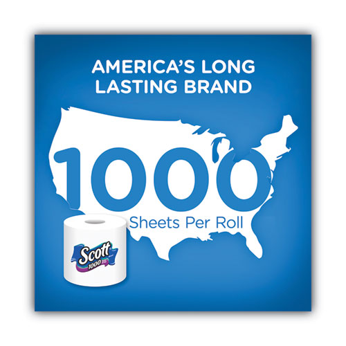 Scott 1000 Toilet Paper, 12 Rolls, 1-Ply, 1000 Sheets Per Roll, Septic-Safe