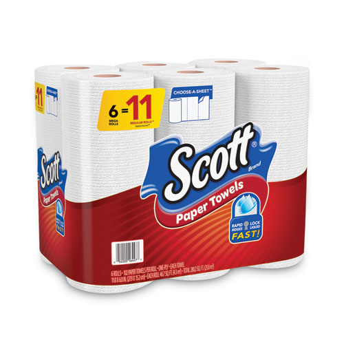 Image of Scott® Choose-A-Size Mega Kitchen Roll Paper Towels, 1-Ply, 102/Roll, 6 Rolls/Pack, 4 Packs/Carton