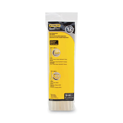Stanley Bostitch® Dual Temperature 10" Glue Sticks, 0.45" X 10", Dries Clear, 12/Pack