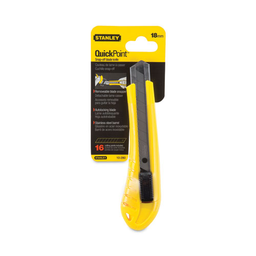 Image of Stanley® Standard Snap-Off Knife, 18 Mm Blade, 6.75" Plastic Handle, Yellow