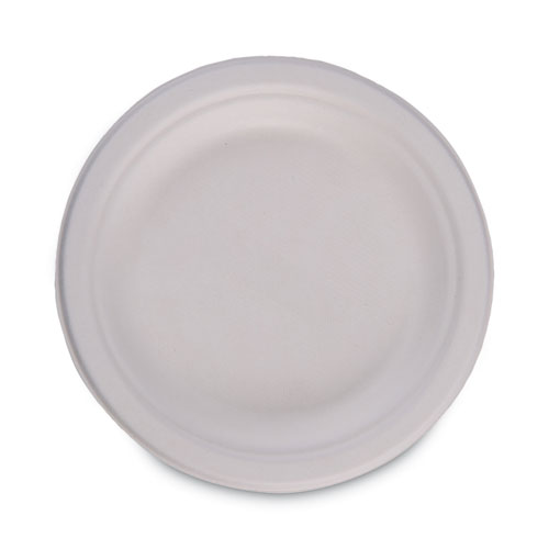 Image of Boardwalk® Bagasse Dinnerware, Plate, 6" Dia, White, 1,000/Carton