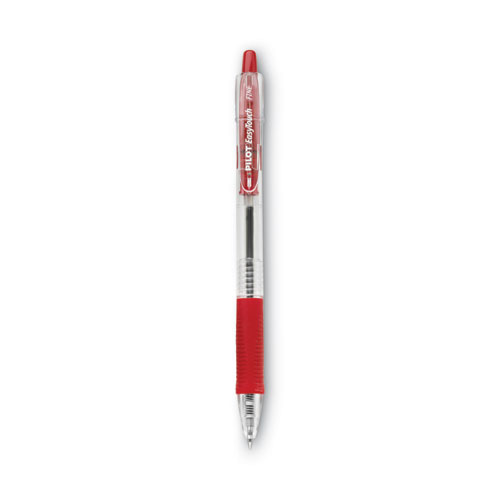 Pilot® Easytouch Ballpoint Pen, Retractable, Fine 0.7 Mm, Red Ink, Clear Barrel, Dozen