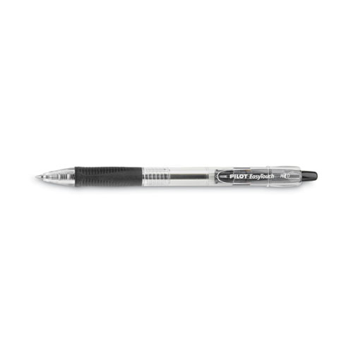 Image of Pilot® Easytouch Ballpoint Pen, Retractable, Medium 1 Mm, Black Ink, Clear Barrel, Dozen