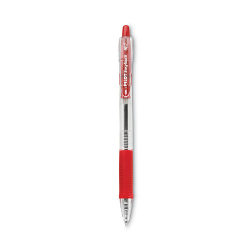 Pilot® Easytouch Ballpoint Pen, Retractable, Medium 1 Mm, Red Ink, Clear Barrel, Dozen