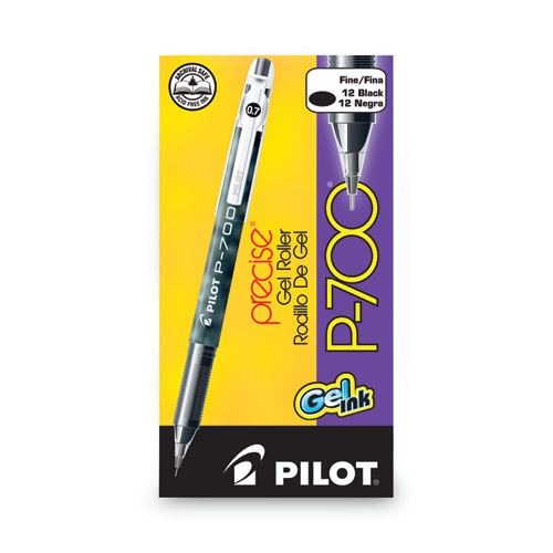 Image of Pilot® Precise P-700 Gel Pen, Stick, Fine 0.7 Mm, Black Ink, Black Barrel, Dozen