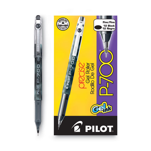 Precise P-700 Gel Pen, Stick, Fine 0.7 mm, Black Ink, Black Barrel, Dozen