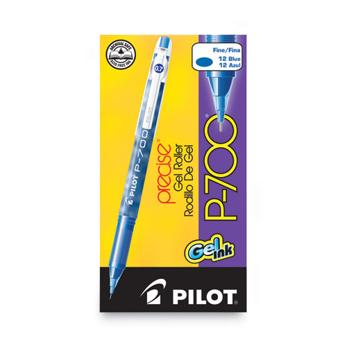 Image of Pilot® Precise P-700 Gel Pen, Stick, Fine 0.7 Mm, Blue Ink, Blue Barrel, Dozen