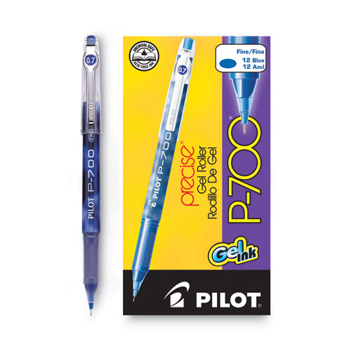 Image of Pilot® Precise P-700 Gel Pen, Stick, Fine 0.7 Mm, Blue Ink, Blue Barrel, Dozen