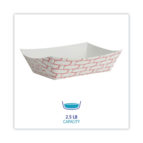 Image of Boardwalk® Paper Food Baskets, 2.5 Lb Capacity, Red/White, 500/Carton