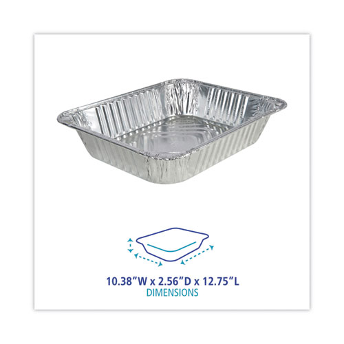 Image of Boardwalk® Aluminum Steam Table Pans, Half-Size Deep-128 Oz., 2.56" Deep, 10.38 X 12.75, 100/Carton