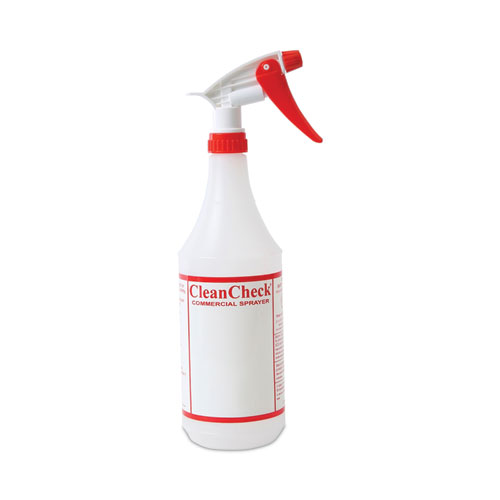 Boardwalk® Trigger Spray Bottle, 32 oz, Clear/Red, HDPE, 3/Pack