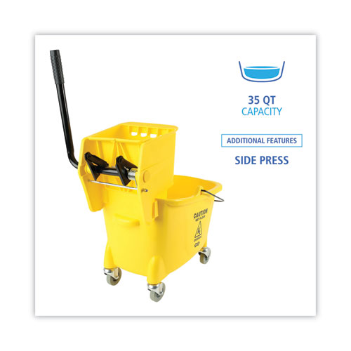 Pro-Pac Side-Squeeze Wringer/Bucket Combo, 8.75 gal, Yellow/Silver