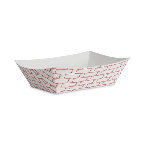Boardwalk® Paper Food Baskets, 3 Lb Capacity, Red/White, 500/Carton