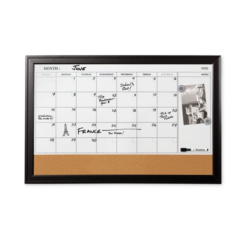 Image of Quartet® Home Decor Magnetic Combo Dry Erase Board With Cork Board On Bottom, 23 X 17, Tan/White Surface, Espresso Wood Frame