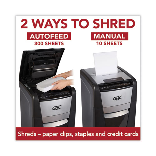 AutoFeed+ 300X Super Cross-Cut Office Shredder, 300 Auto/10 Manual Sheet Capacity